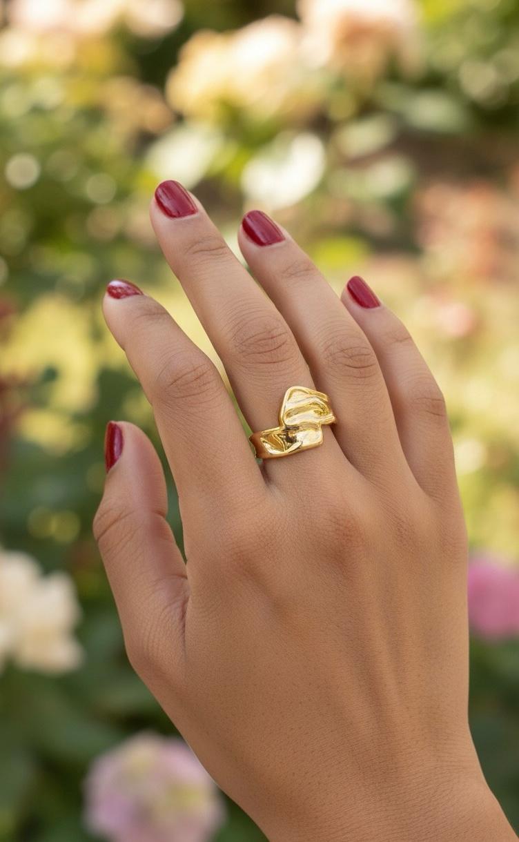 Abstract Gold-Plated Ring