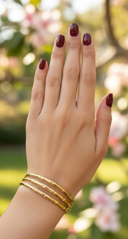 Elegant Gold-Plated Bamboo Kada