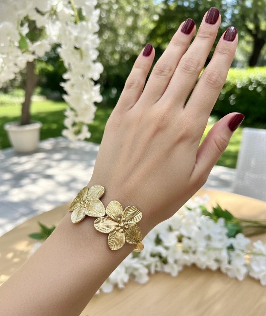 Blossom Elegance Gold Plated Floral Kada