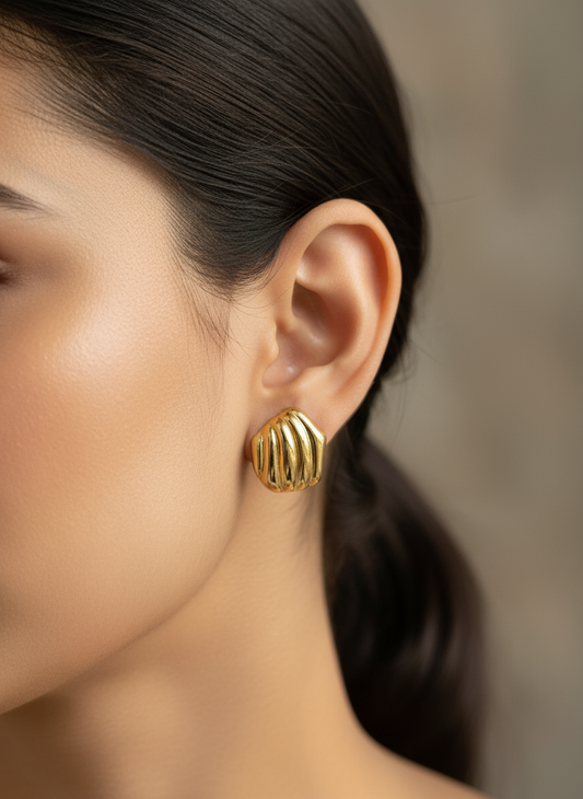 Gold-Tone Textured Stud Earrings