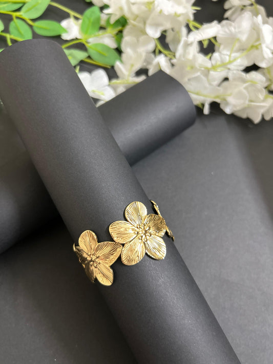 Blossom Elegance Gold Plated Floral Kada