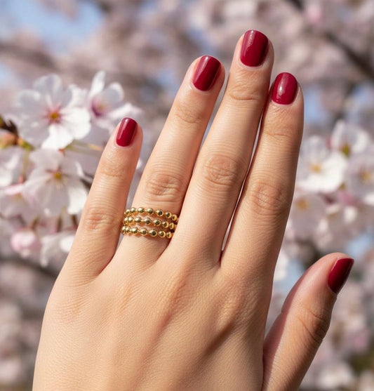 Elegant Gold-Plated Beaded Ring for Women