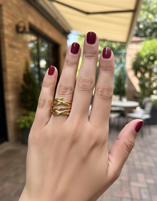 Criss-Cross Gold Plated Statement Ring