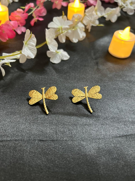 Dragonfly Stud Earrings – Lightweight & Textured Design