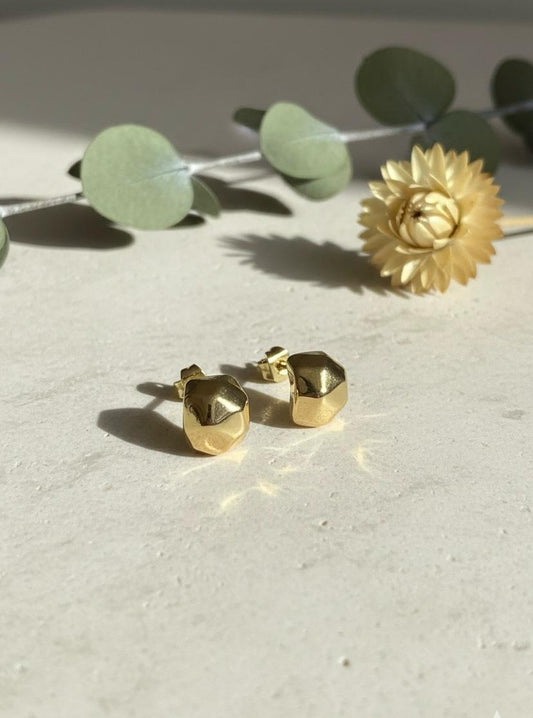 Geometric Gold-Plated Stud Earrings
