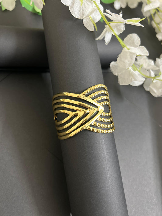 Elegant Gold-Plated Kada with Intricate Geometric Design