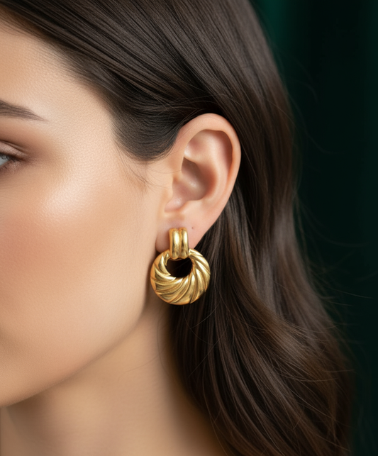 Gold Textured Hoop Earrings